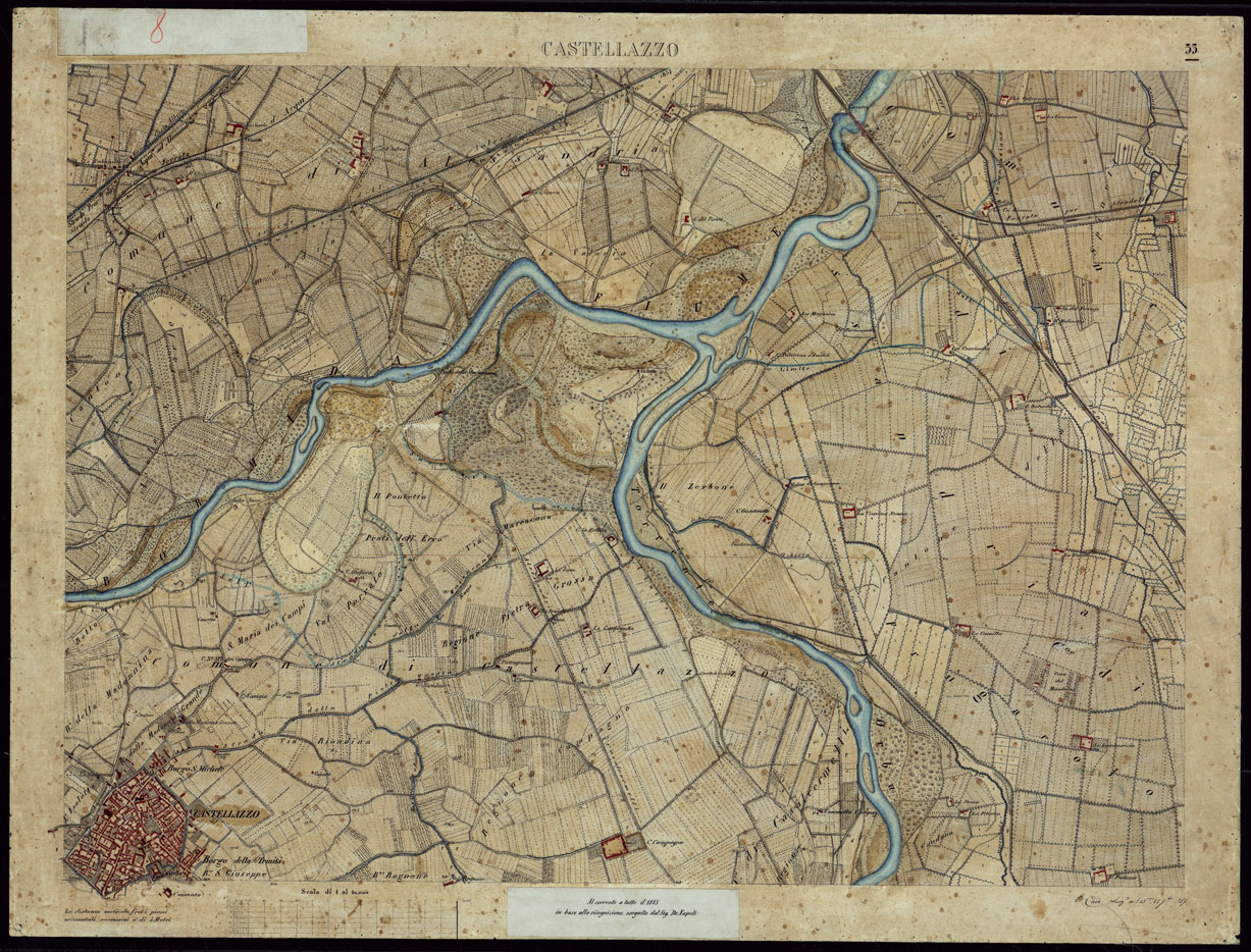 (N:8508) TERRITORIO COMPRESO TRA ALESSANDRIA, CASALE, VOLPEDO E TRA PAVIA, CASTEGGIO E PIACENZA  CASTELLAZZO - FOGLIO 33 (CA002171) Carte e stampe antiche: riproduzione a colori su carta (formato A1)