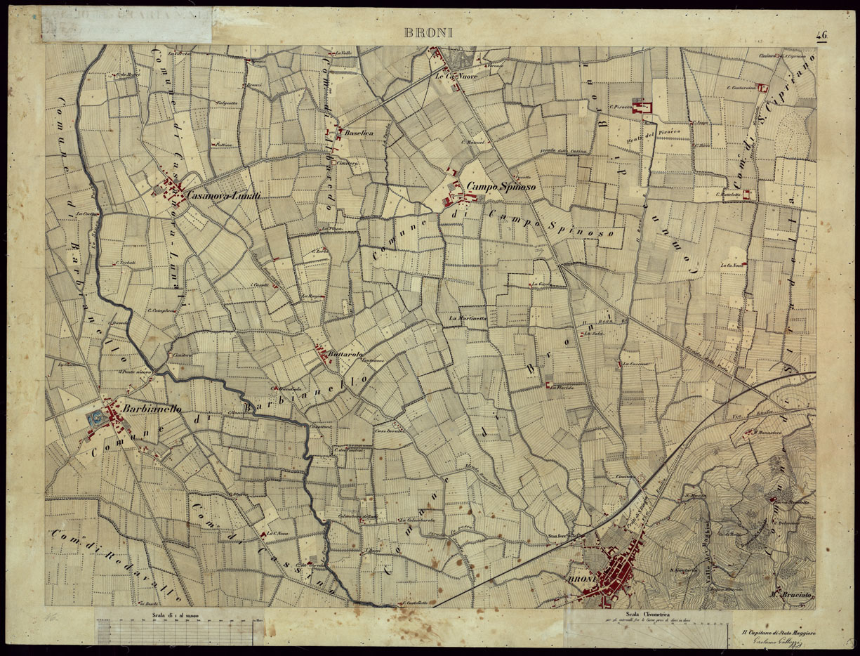 (N:8482) TERRITORIO COMPRESO TRA ALESSANDRIA, CASALE, VOLPEDO E TRA PAVIA, CASTEGGIO E PIACENZA BRONI - Foglio 46 (CA002184) Carte e stampe antiche: riproduzione a colori su carta (formato A1)