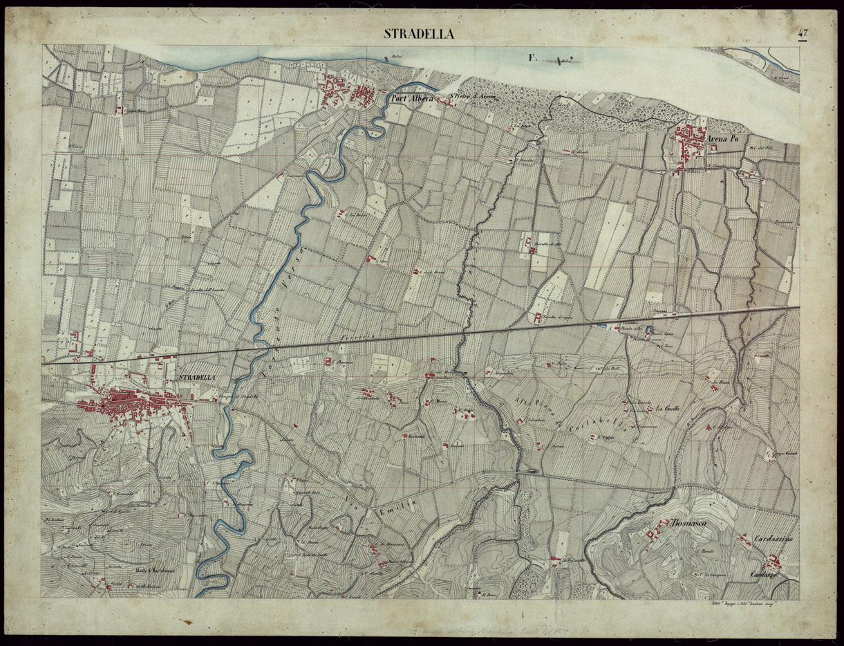 (N:8481) TERRITORIO COMPRESO TRA ALESSANDRIA, CASALE, VOLPEDO E TRA PAVIA, CASTEGGIO E PIACENZA - STRADELLA - FOGLIO 47. (CA002185) Carte e stampe antiche: riproduzione a colori su carta (formato A1)