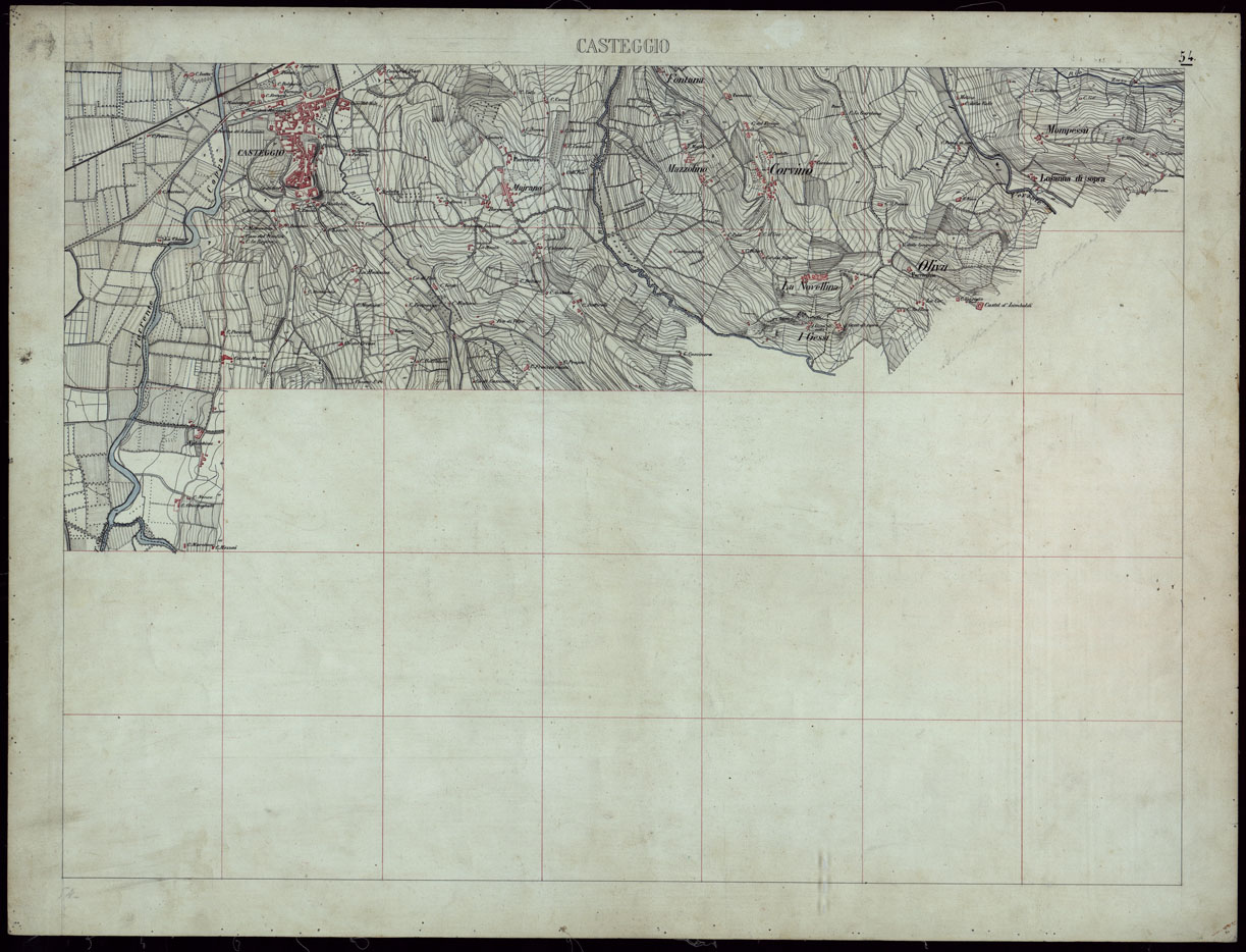 (N:23585) TERRITORIO COMPRESO TRA ALESSANDRIA, CASALE, VOLPEDO E TRA PAVIA, CASTEGGIO E PIACENZA  CASTEGGIO - FOGLIO 54. (CA002192) Carte e stampe antiche: riproduzione a colori su carta (formato A1)