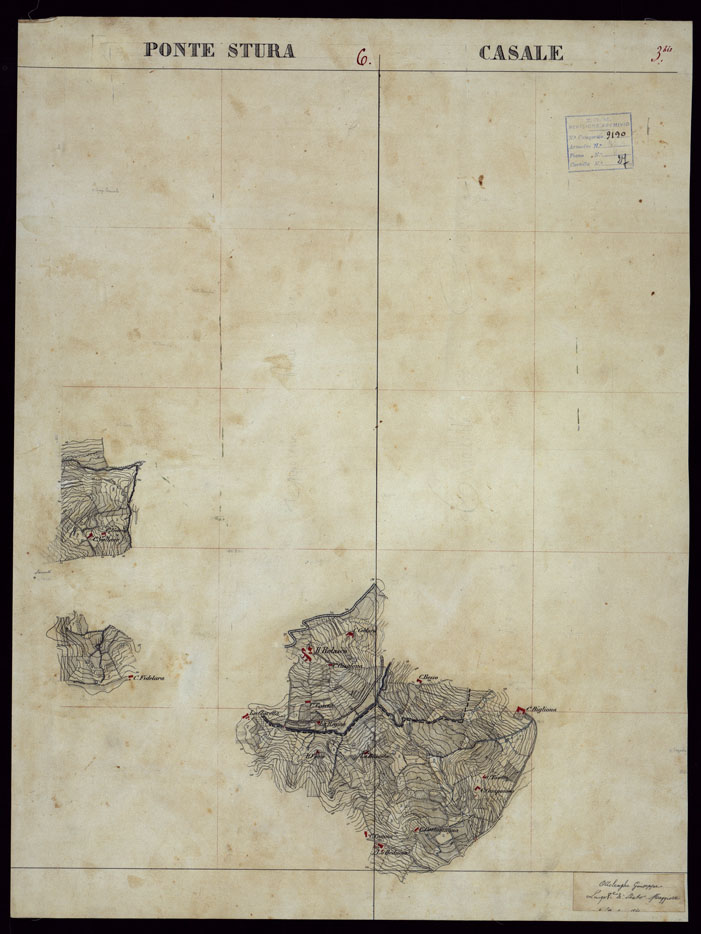 (N:23599) GRUPPO DI 132 FRAZIONI DI MINUTE DI CAMPAGNA ALLA SCALA 1:10.000 DEI RILEVAMENTI ESEGUITI NEL 1853-1867 - PONTESTURA - RILIEVI OPERATORE N. 6 CASALE RILIEVI OPERATORE N. 3 BIS. (CA002207) Carte e stampe antiche: riproduzione a colori su carta (formato A1)