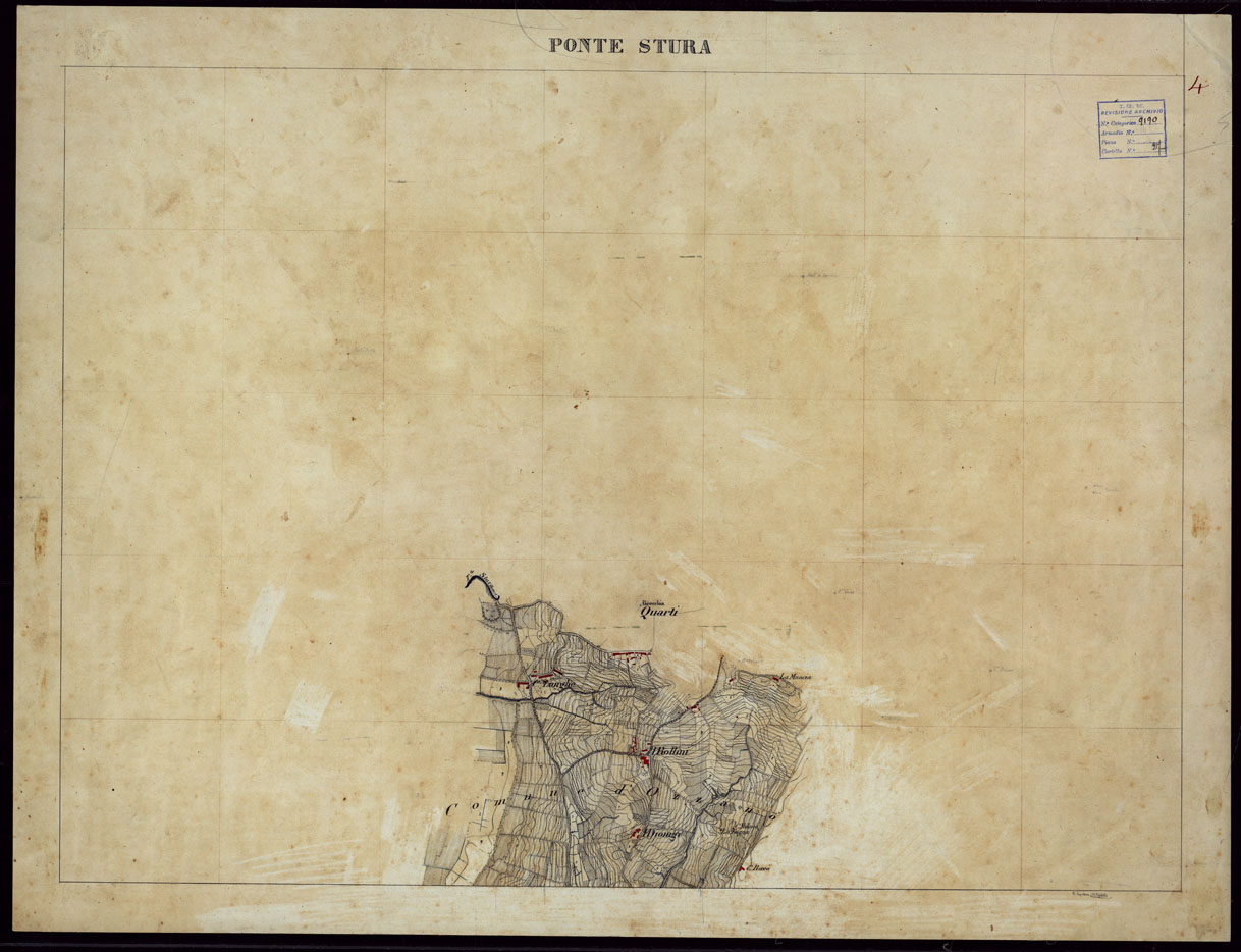 (N:23600) GRUPPO DI 132 FRAZIONI DI MINUTE DI CAMPAGNA ALLA SCALA 1:10.000 DEI RILEVAMENTI ESEGUITI NEL 1853-1867 - PONTESTURA - RILIEVI OPERATORE N. 4. (CA002208) Carte e stampe antiche: riproduzione a colori su carta (formato A1)