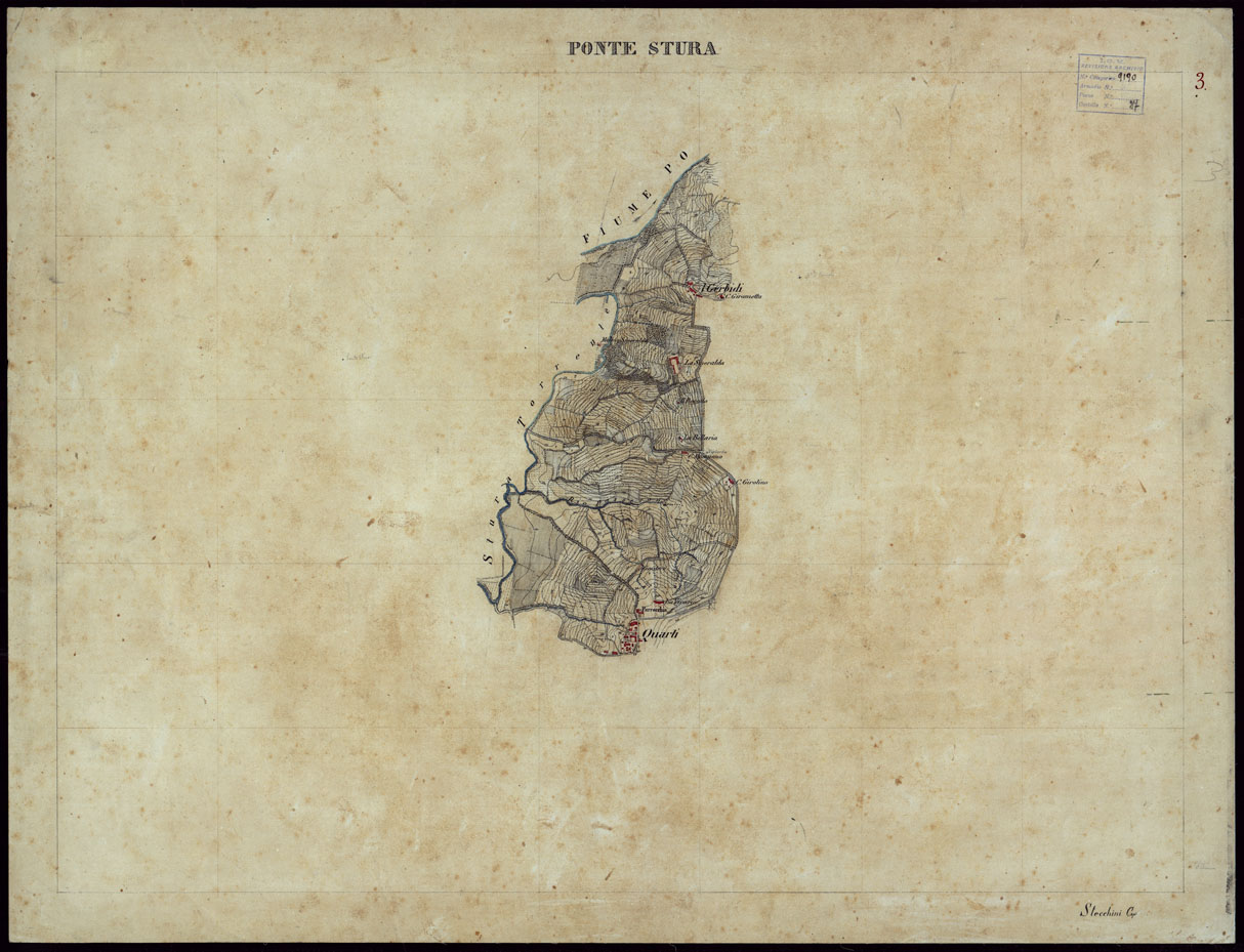 (N:23605) GRUPPO DI 132 FRAZIONI DI MINUTE DI CAMPAGNA ALLA SCALA 1:10.000 DEI RILEVAMENTI ESEGUITI NEL 1853-1867 - PONTESTURA - RILIEVI OPERATORE N. 3. (CA002213) Carte e stampe antiche: riproduzione a colori su carta (formato A1)