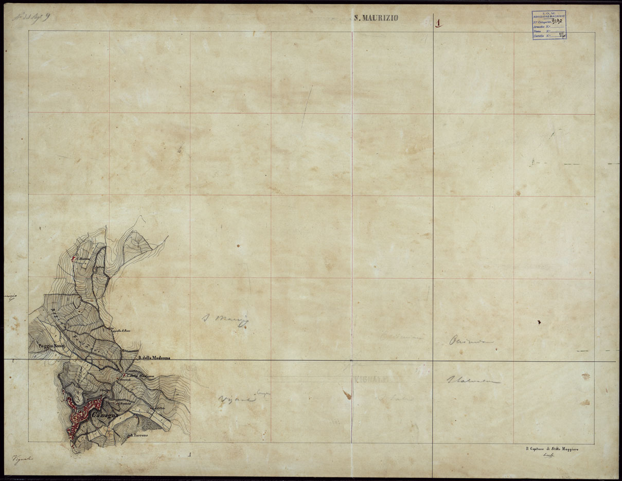 (N:23620) GRUPPO DI 132 FRAZIONI DI MINUTE DI CAMPAGNA ALLA SCALA 1:10.000 DEI RILEVAMENTI ESEGUITI NEL 1853-1867 - S. MAURIZIO - RILIEVI OPERATORE N. 1. (CA002228) Carte e stampe antiche: riproduzione a colori su carta (formato A1)