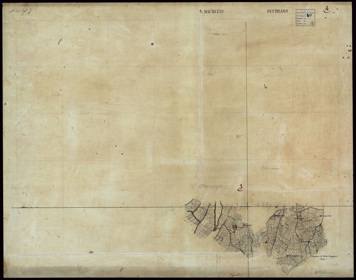 (N:23623) GRUPPO DI 132 FRAZIONI DI MINUTE DI CAMPAGNA ALLA SCALA 1:10.000 DEI RILEVAMENTI ESEGUITI NEL 1853-1867 - S. MAURIZIO - RILIEVI OPERATORE N. 4. (CA002231) Carte e stampe antiche: riproduzione a colori su carta (formato A1)