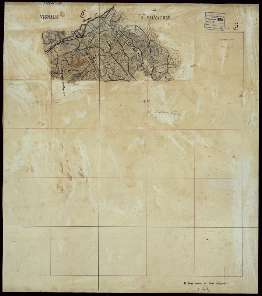 (N:23626) GRUPPO DI 132 FRAZIONI DI MINUTE DI CAMPAGNA ALLA SCALA 1:10.000 DEI RILEVAMENTI ESEGUITI NEL 1853-1867 - VIGNALE - RILIEVI OPERATORE N.6 S. SALVATORE RILIEVI OPERATORE N. 3. (CA002234) Carte e stampe antiche: riproduzione a colori su carta (formato A1)