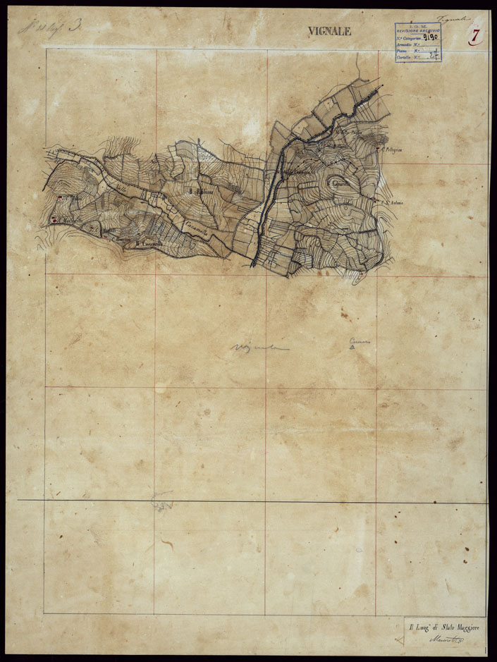 (N:23627) GRUPPO DI 132 FRAZIONI DI MINUTE DI CAMPAGNA ALLA SCALA 1:10.000 DEI RILEVAMENTI ESEGUITI NEL 1853-1867 - VIGNALE - RILIEVI OPERATORE N. 7. (CA002235) Carte e stampe antiche: riproduzione a colori su carta (formato A1)