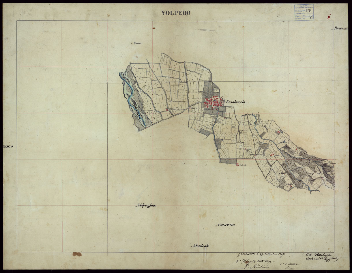 (N:23646) GRUPPO DI 132 FRAZIONI DI MINUTE DI CAMPAGNA ALLA SCALA 1:10.000 DEI RILEVAMENTI ESEGUITI NEL 1853-1867 - VOLPEDO - RILIEVI OPERATORE N. 6 (CA002254) Carte e stampe antiche: riproduzione a colori su carta (formato A1)