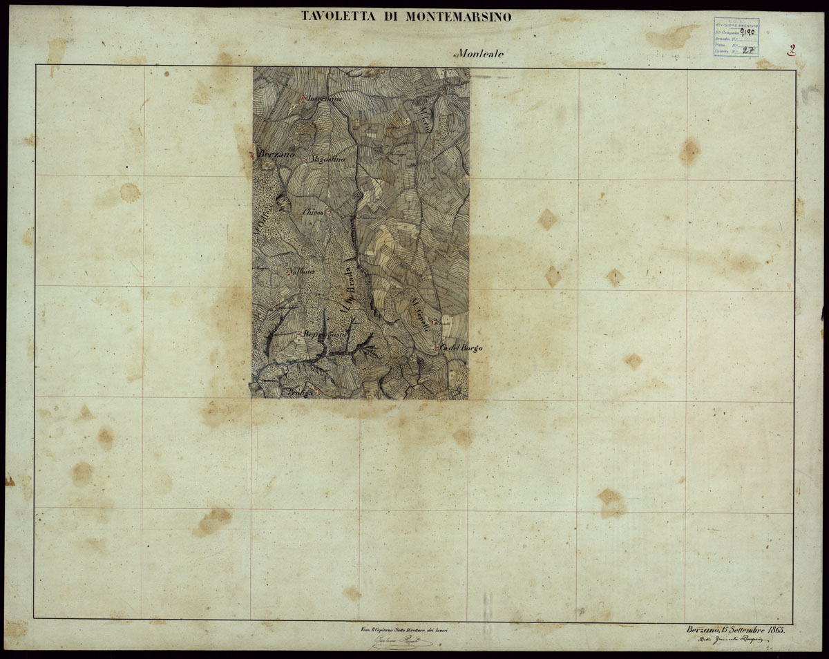 (N:23657) GRUPPO DI 132 FRAZIONI DI MINUTE DI CAMPAGNA ALLA SCALA 1:10.000 DEI RILEVAMENTI ESEGUITI NEL 1853-1867 - MONTEMARSINO - RILIEVI OPERATORE N. 2 (CA002265) Carte e stampe antiche: riproduzione a colori su carta (formato A1)