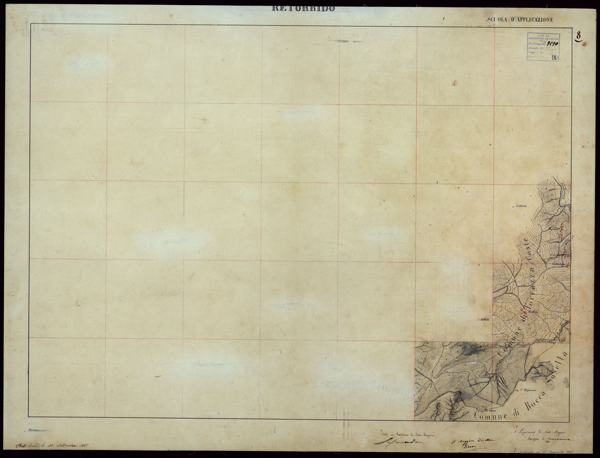 (N:23749) GRUPPO DI 132 FRAZIONI DI MINUTE DI CAMPAGNA ALLA SCALA 1:10.000 DEI RILEVAMENTI ESEGUITI NEL 1853-1867 - RETORBIDO - RILIEVI OPERATORE N. 8 (CA002357) Carte e stampe antiche: riproduzione a colori su carta (formato A1)