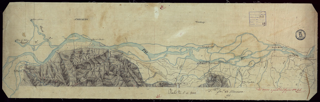 (N:23755) GRUPPO DI DICIANNOVE MINUTE DI CAMPAGNA ESEGUITE ALLA SCALA DI 1:20.000 NEL 1825 - MINUTA 46 (CA002363) Carte e stampe antiche: riproduzione a colori su carta (formato A1)