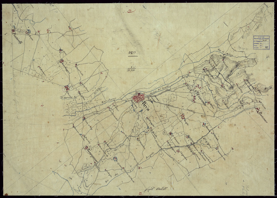 (N:23763) GRUPPO DI DICIANNOVE MINUTE DI CAMPAGNA ESEGUITE ALLA SCALA 1:20.000 NEL 1823 - MINUTA 53 (CA002371) Carte e stampe antiche: riproduzione a colori su carta (formato A1)