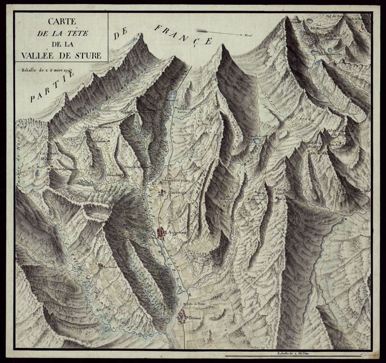 (N:23774) CARTE DE LA TETE DE LA VALLEE DE STURE + NEGATIVO (CA002384, CA008762) Carte e stampe antiche: riproduzione a colori su carta (formato A1)