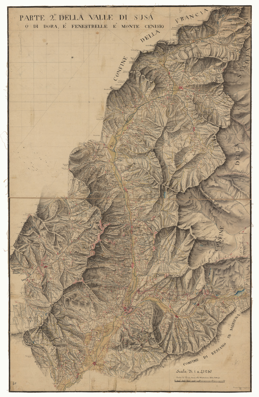 (N:33480) PARTE SECONDA DELLA VALLE DI SUSA O DI DORA E FENESTRELLE E MONTE CENISIO EPOCA PRESUNTA DOPO IL 1815 
 (CA002393) Carte e stampe antiche: riproduzione a colori su carta (formato A1)