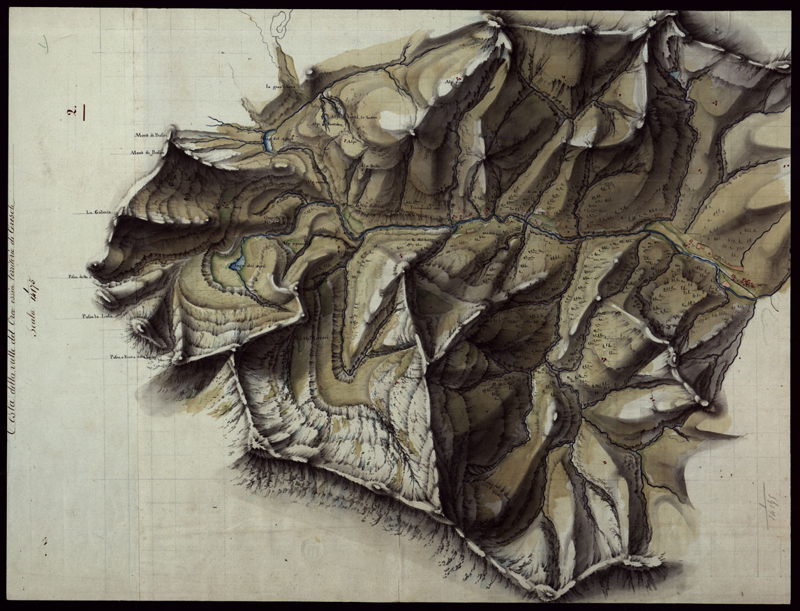 (N:4538) TESTA DELLA VALLE DELL'ORCO OSSIA TERRITORIO DI CERESOLE SCALA 1/14.175. (CA002420) Carte e stampe antiche: riproduzione a colori su carta (formato A1)