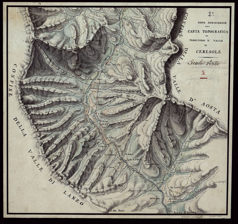 (N:23785) PARTE MERIDIONALE DELLA CARTA TOPOGRAFICA DEL TERRITORIO E VALLE DI CERESOLE SCALA 1 28.350 - FOGLIO 5 PARTE 2. (CA002424) Carte e stampe antiche: riproduzione a colori su carta (formato A1)