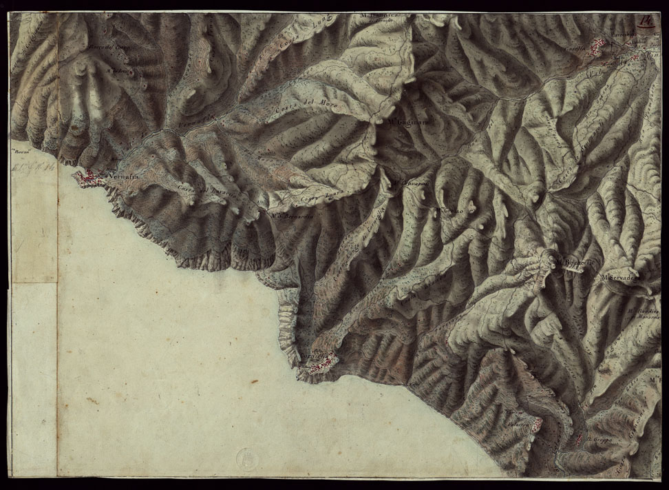 (N:16473) RIVIERA DI LEVANTE ALLA QUARTA DELLA SCALA DI SAVOIA OSSIA DI 1 A 9.450 ESEGUITA NEGLI ANNI 1816. 1822. 23. 24. 25. 1826 e 1827 - FOGLIO 14. (CA002518) Carte e stampe antiche: riproduzione a colori su carta (formato A1)