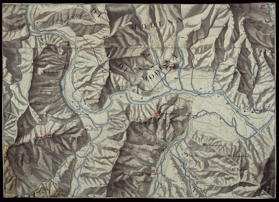 (N:16487) RIVIERA DI LEVANTE ALLA QUARTA DELLA SCALA DI SAVOIA OSSIA DI 1 A 9.450 ESEGUITA NEGLI ANNI 1816. 1822. 23. 24. 25. 1826 e 1827 - FOGLIO 27. (CA002531) Carte e stampe antiche: riproduzione a colori su carta (formato A1)