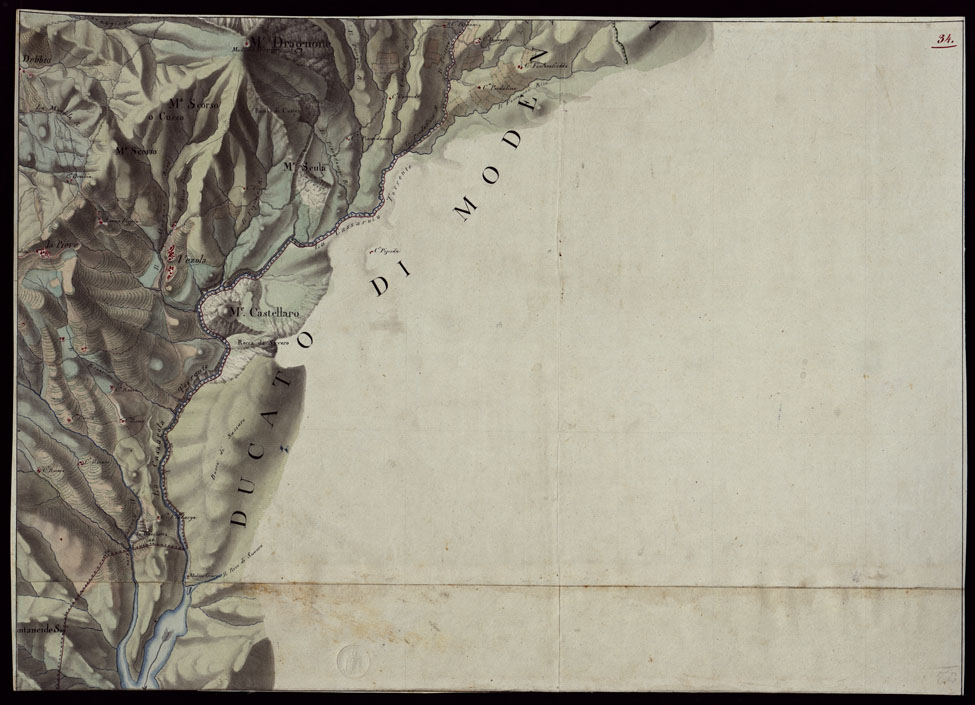 (N:16494) RIVIERA DI LEVANTE ALLA QUARTA DELLA SCALA DI SAVOIA OSSIA DI 1 A 9.450 ESEGUITA NEGLI ANNI 1816. 1822. 23. 24. 25. 1826 e 1827 - FOGLIO 34. (CA002538) Carte e stampe antiche: riproduzione a colori su carta (formato A1)