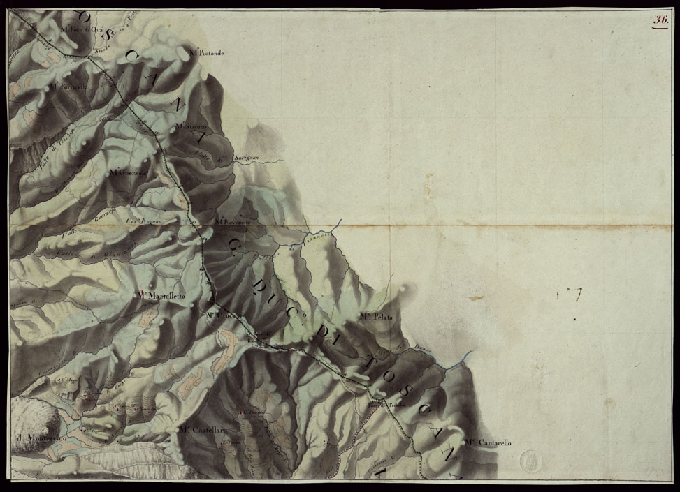 (N:16496) RIVIERA DI LEVANTE ALLA QUARTA DELLA SCALA DI SAVOIA OSSIA DI 1 A 9.450 ESEGUITA NEGLI ANNI 1816. 1822. 23. 24. 25. 1826 e 1827 - FOGLIO 36. (CA002541) Carte e stampe antiche: riproduzione a colori su carta (formato A1)