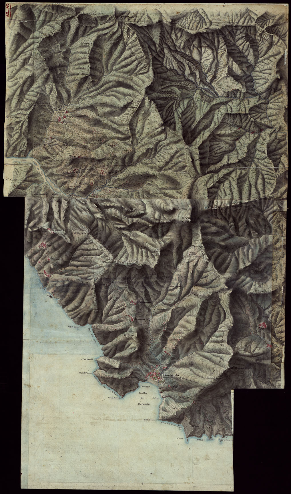 (N:16509) RIVIERA DI LEVANTE ALLA QUARTA DELLA SCALA DI SAVOIA OSSIA DI 1 A 9.450 ESEGUITA NEGLI ANNI 1816. 1822. 23. 24. 25. 1826 e 1827 - FOGLIO 49-50. (CA002555) Carte e stampe antiche: riproduzione a colori su carta (formato A1)