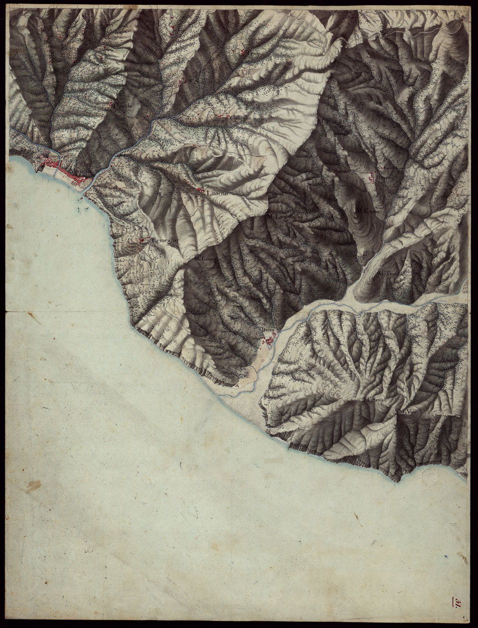 (N:16510) RIVIERA DI LEVANTE ALLA QUARTA DELLA SCALA DI SAVOIA OSSIA DI 1 A 9.450 ESEGUITA NEGLI ANNI 1816. 1822. 23. 24. 25. 1826 e 1827 - FOGLIO 51. (CA002556) Carte e stampe antiche: riproduzione a colori su carta (formato A1)