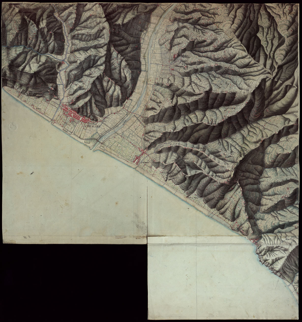 (N:16517) RIVIERA DI LEVANTE ALLA QUARTA DELLA SCALA DI SAVOIA OSSIA DI 1 A 9.450 ESEGUITA NEGLI ANNI 1816. 1822. 23. 24. 25. 1826 e 1827 - FOGLIO 61. (CA002566) Carte e stampe antiche: riproduzione a colori su carta (formato A1)