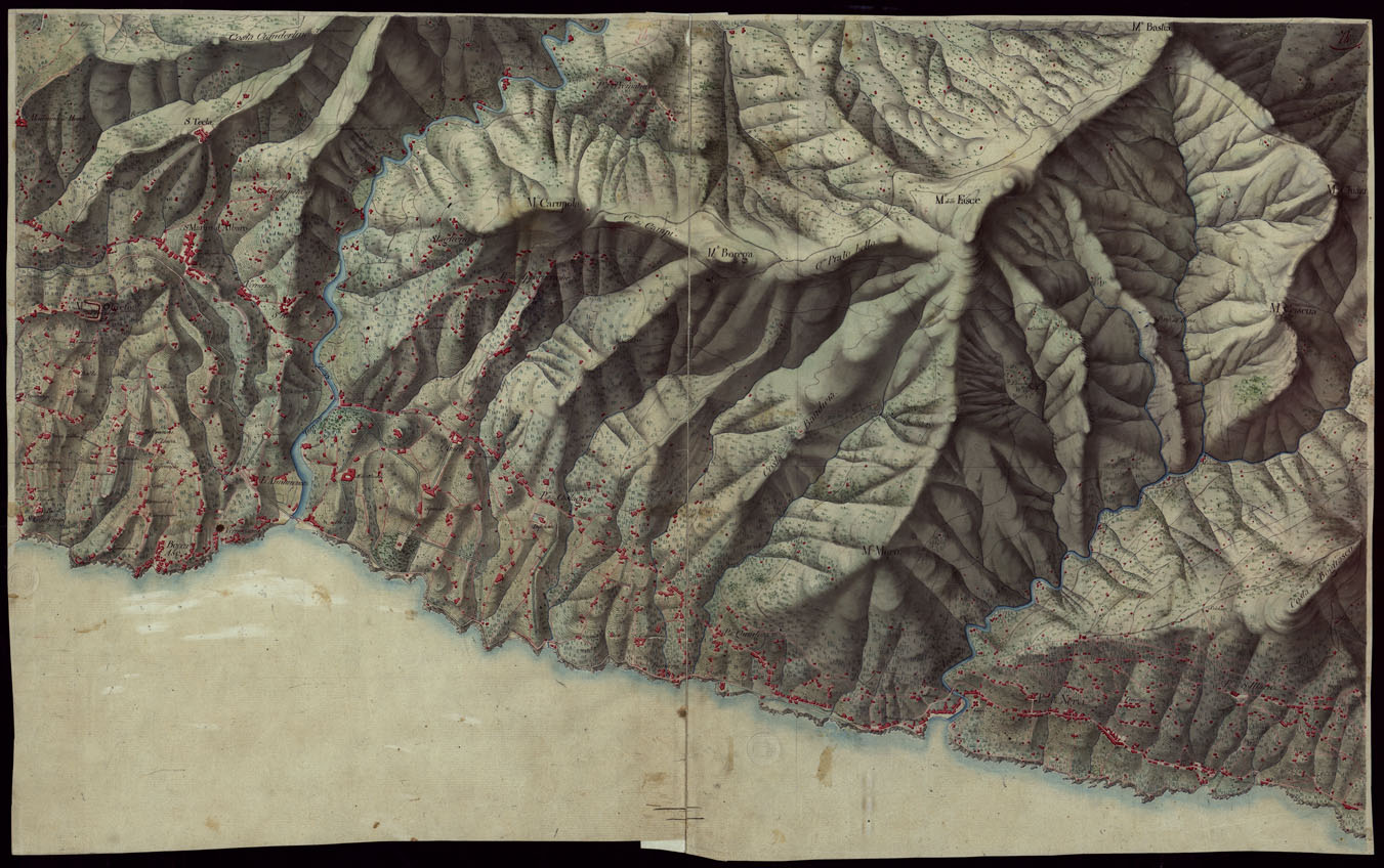 (N:16538) RIVIERA DI LEVANTE ALLA QUARTA DELLA SCALA DI SAVOIA OSSIA DI 1 A 9.450 ESEGUITA NEGLI ANNI 1816. 1822. 23. 24. 25. 1826 e 1827 - FOGLIO 74. (CA002579) Carte e stampe antiche: riproduzione a colori su carta (formato A1)