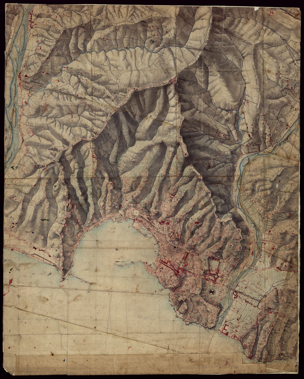 (N:16536) RIVIERA DI LEVANTE ALLA QUARTA DELLA SCALA DI SAVOIA OSSIA DI 1 A 9.450 ESEGUITA NEGLI ANNI 1816. 1822. 23. 24. 25. 1826 e 1827 - FOGLIO 78. (CA002583) Carte e stampe antiche: riproduzione a colori su carta (formato A1)