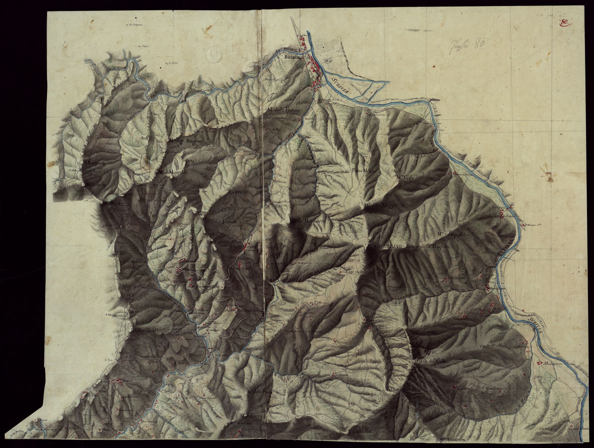 (N:16539) RIVIERA DI LEVANTE ALLA QUARTA DELLA SCALA DI SAVOIA OSSIA DI 1 A 9.450 ESEGUITA NEGLI ANNI 1816. 1822. 23. 24. 25. 1826 e 1827 - FOGLIO 80. (CA002585) Carte e stampe antiche: riproduzione a colori su carta (formato A1)