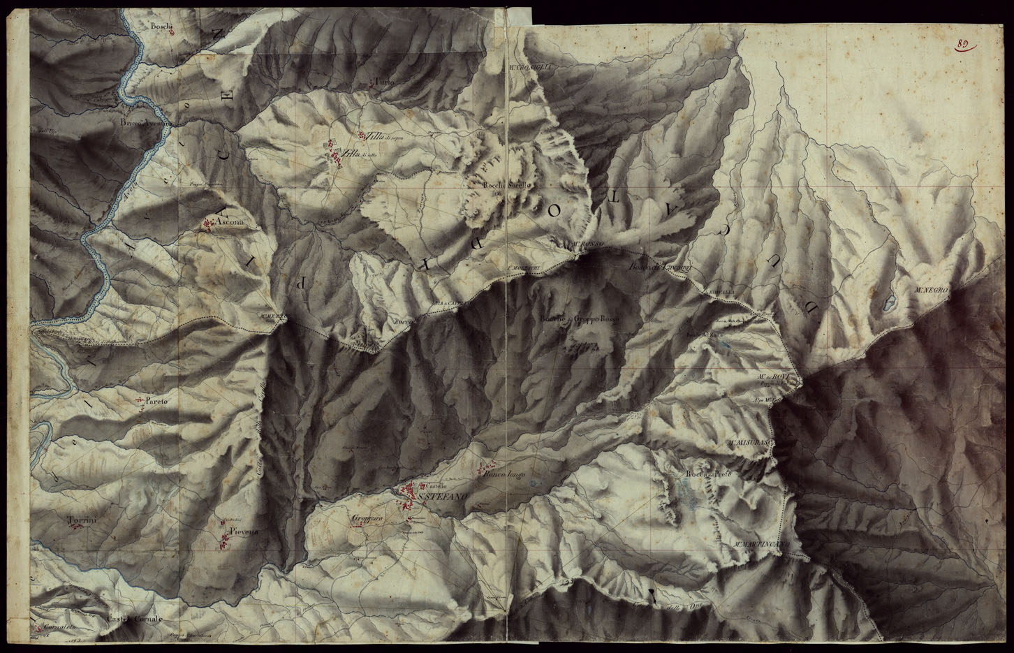 (N:16549) RIVIERA DI LEVANTE ALLA QUARTA DELLA SCALA DI SAVOIA OSSIA DI 1 A 9.450 ESEGUITA NEGLI ANNI 1816. 1822. 23. 24. 25. 1826 e 1827 - FOGLIO 89. (CA002594) Carte e stampe antiche: riproduzione a colori su carta (formato A1)