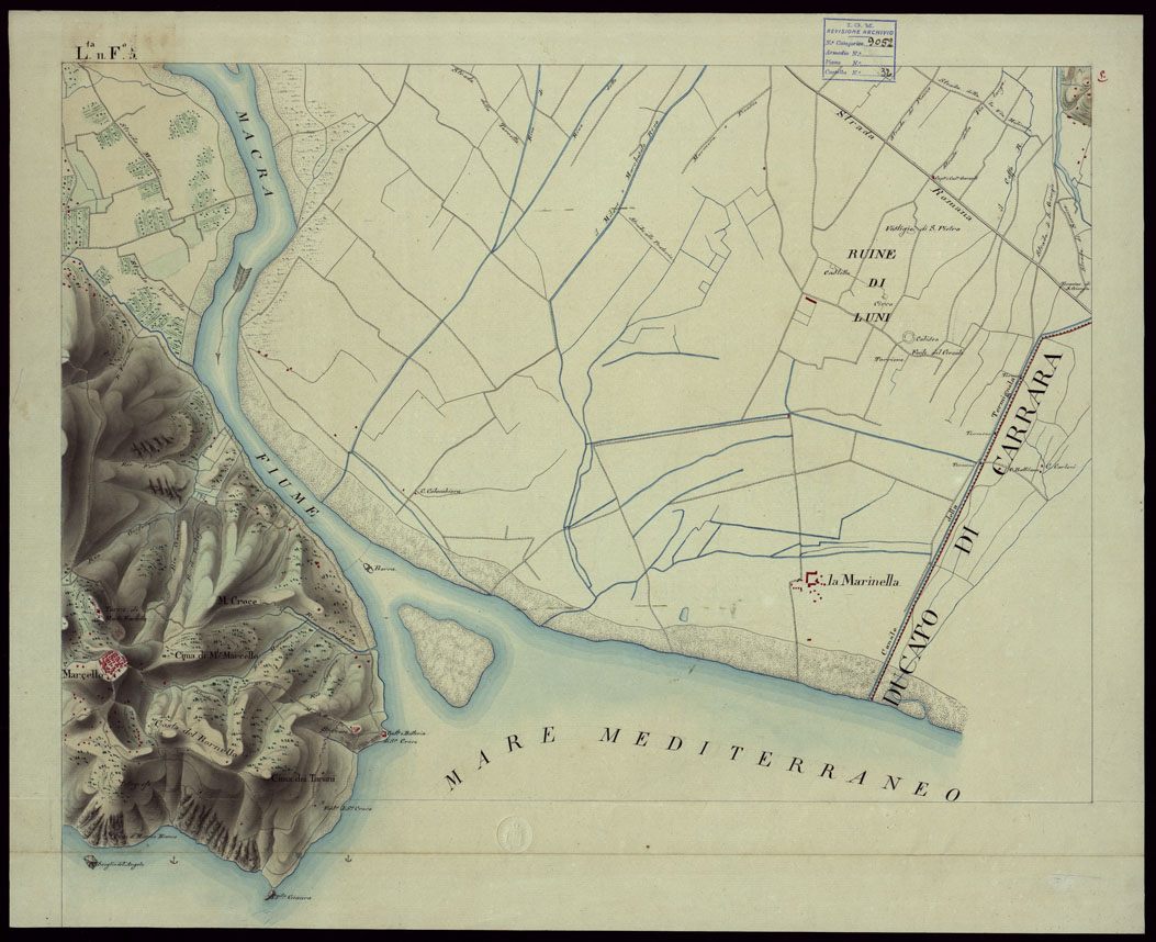 (N:16563) FOGLI IN NETTO D'UNA PARTE DEGLI ANTICHI RILIEVI DELLA SPEZIA SCALA DI 1: 9450 - FOGLIO 5. (CA002612) Carte e stampe antiche: riproduzione a colori su carta (formato A1)