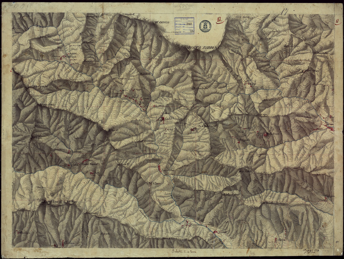 (N:15371) RICOGNIZIONI ESEGUITE ALLA SCALA DI 1/20.000 CHE COMPRENDANO LE DUE RIVIERE DEGLI EX STATI SARDI E PARTE DELLE ATTUALI PROVINCIE DI ALESSANDRIA  E DI PAVIA - FOGLIO 17. (CA002648) Carte e stampe antiche: riproduzione a colori su carta (formato A1)