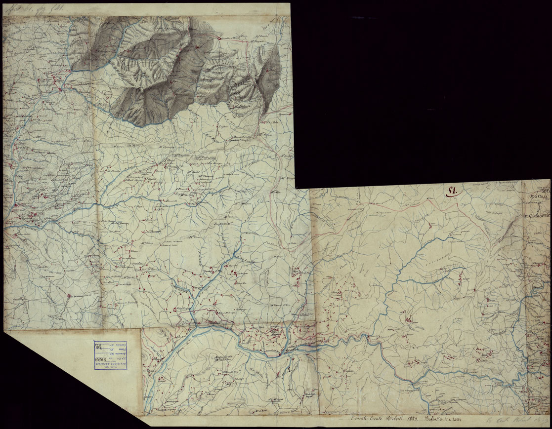 (N:15405) RICOGNIZIONI ESEGUITE ALLA SCALA DI 1/20.000 CHE COMPRENDANO LE DUE RIVIERE DEGLI EX STATI SARDI E PARTE DELLE ATTUALI PROVINCIE DI ALESSANDRIA  E DI PAVIA - FOGLIO 51. (CA002682) Carte e stampe antiche: riproduzione a colori su carta (formato A1)