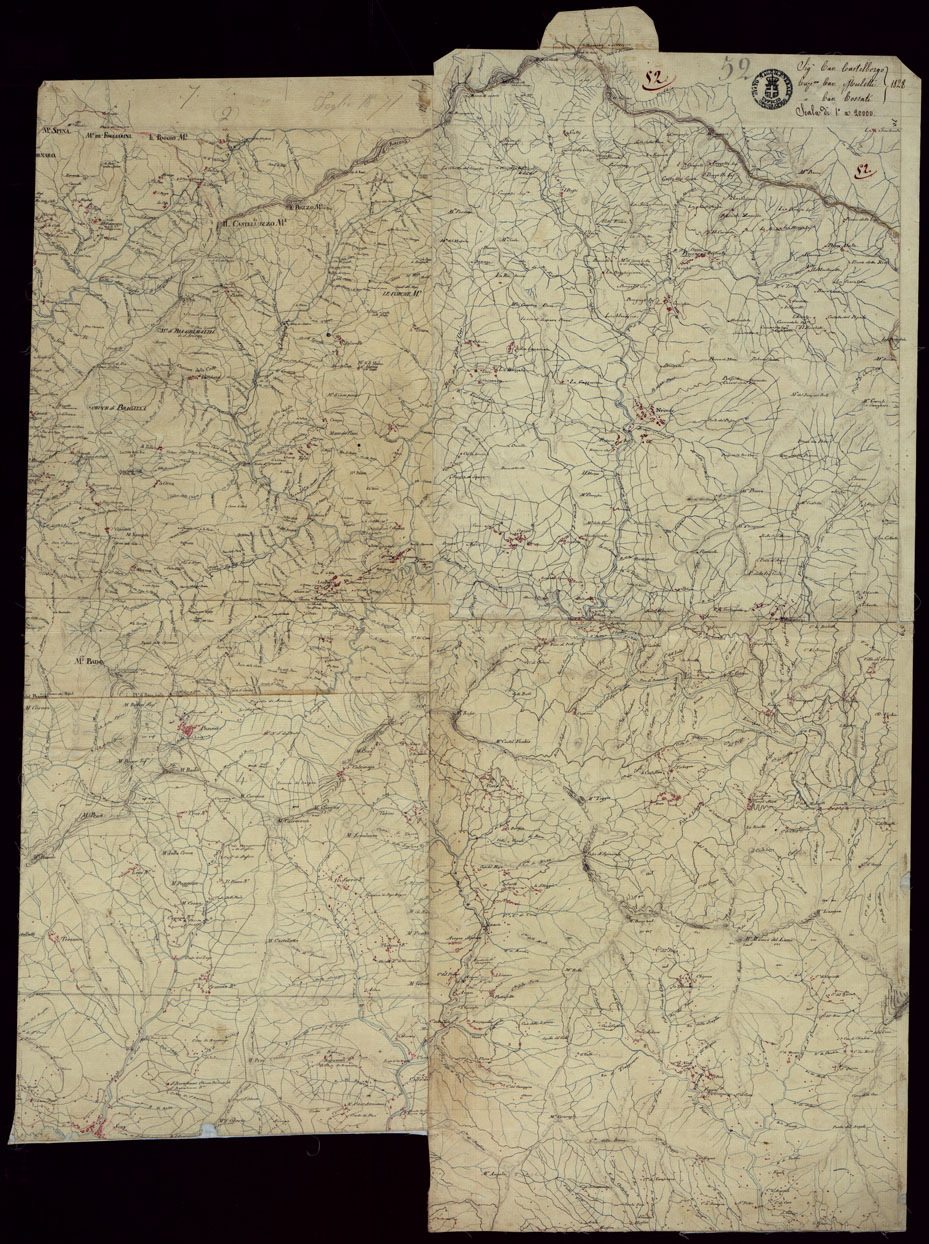 (N:15406) RICOGNIZIONI ESEGUITE ALLA SCALA DI 1/20.000 CHE COMPRENDANO LE DUE RIVIERE DEGLI EX STATI SARDI E PARTE DELLE ATTUALI PROVINCIE DI ALESSANDRIA  E DI PAVIA - FOGLIO 52. (CA002683) Carte e stampe antiche: riproduzione a colori su carta (formato A1)