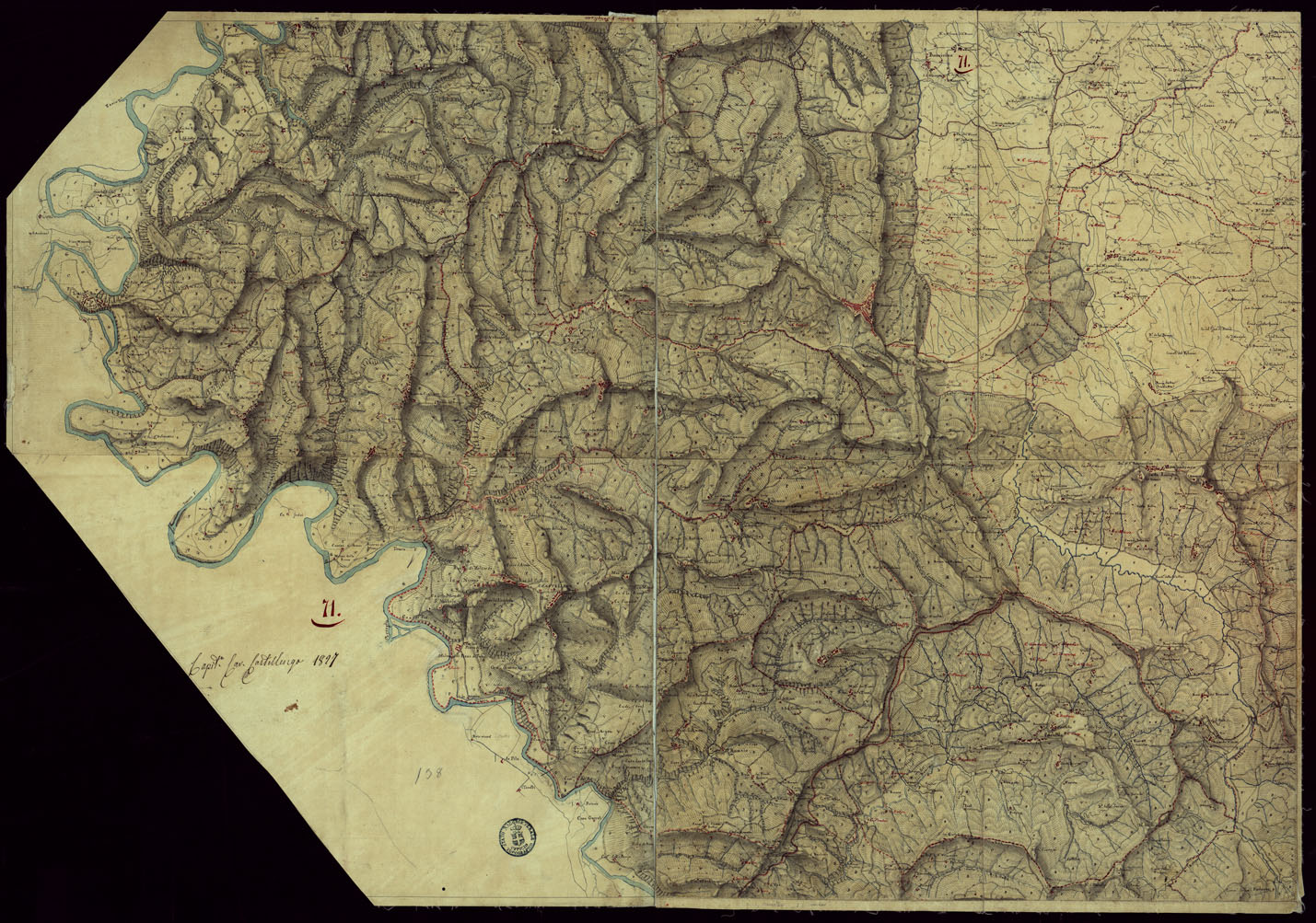 (N:15426) RICOGNIZIONI ESEGUITE ALLA SCALA DI 1/20.000 CHE COMPRENDANO LE DUE RIVIERE DEGLI EX STATI SARDI E PARTE DELLE ATTUALI PROVINCIE DI ALESSANDRIA  E DI PAVIA - FOGLIO 71 + ALLEGATO (CA002704, CA002703) Carte e stampe antiche: riproduzione a colori su carta (formato A1)