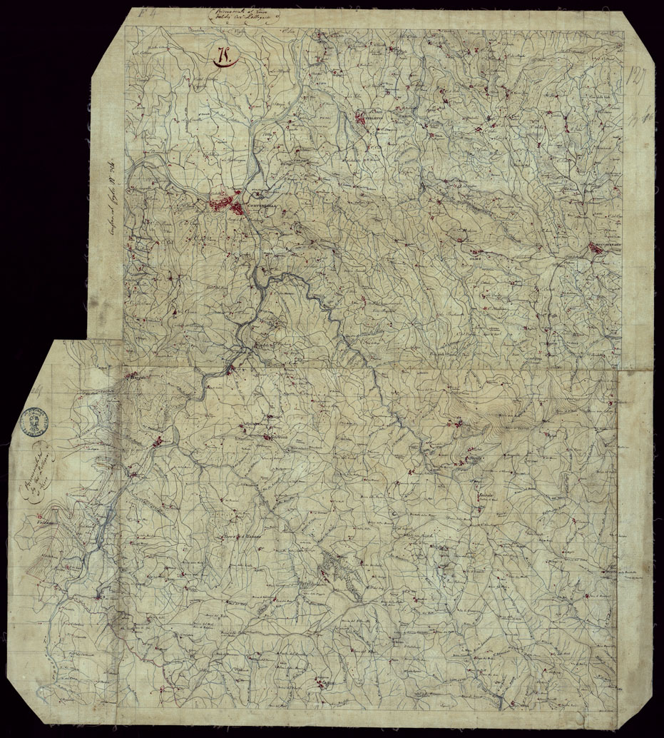 (N:15430) RICOGNIZIONI ESEGUITE ALLA SCALA DI 1/20.000 CHE COMPRENDANO LE DUE RIVIERE DEGLI EX STATI SARDI E PARTE DELLE ATTUALI PROVINCIE DI ALESSANDRIA  E DI PAVIA - FOGLIO 75. (CA002708) Carte e stampe antiche: riproduzione a colori su carta (formato A1)