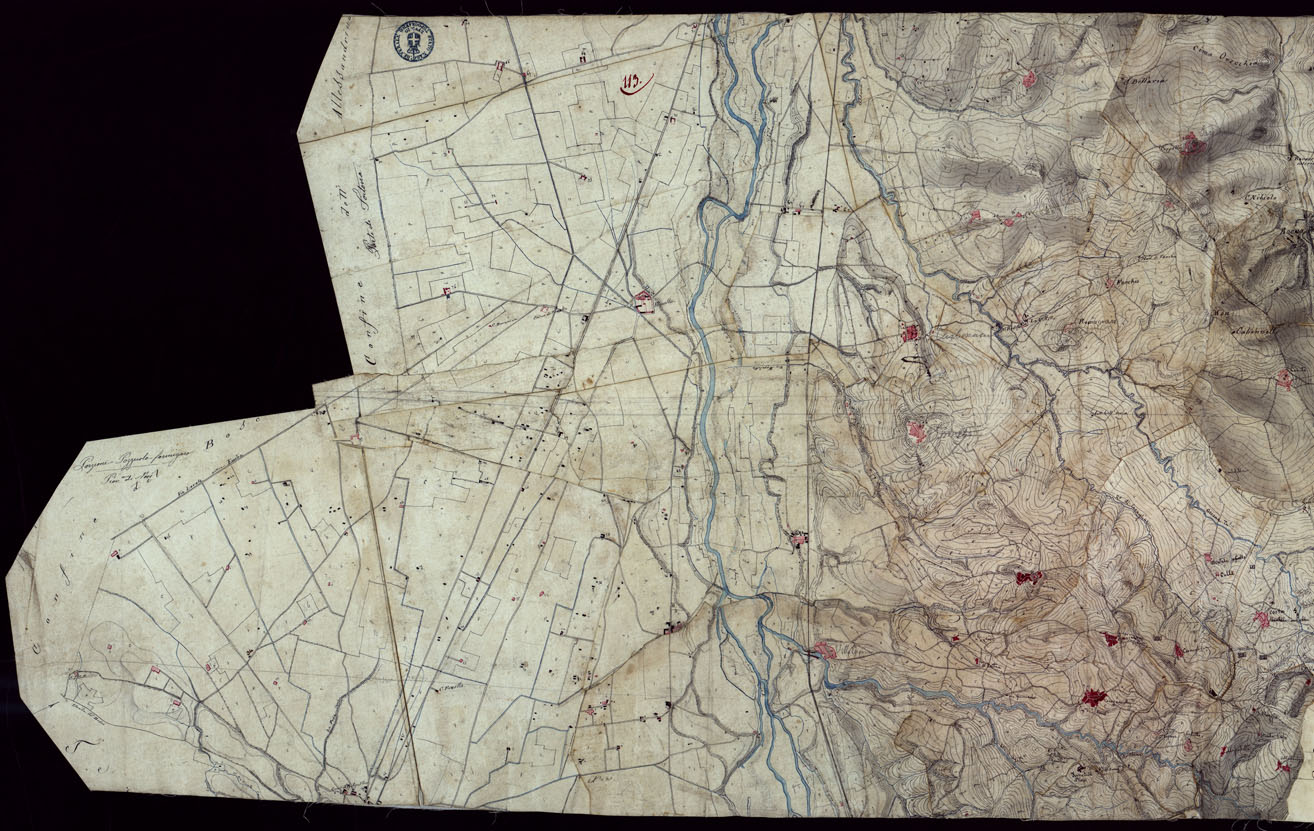 (N:15489) RICOGNIZIONI ESEGUITE ALLA SCALA DI 1/20.000 CHE COMPRENDANO LE DUE RIVIERE DEGLI EX STATI SARDI E PARTE DELLE ATTUALI PROVINCIE DI ALESSANDRIA  E DI PAVIA - FOGLIO 113 + ALLEGATO. (CA002751, CA002752, CA002753) Carte e stampe antiche: riproduzione a colori su carta (formato A1)