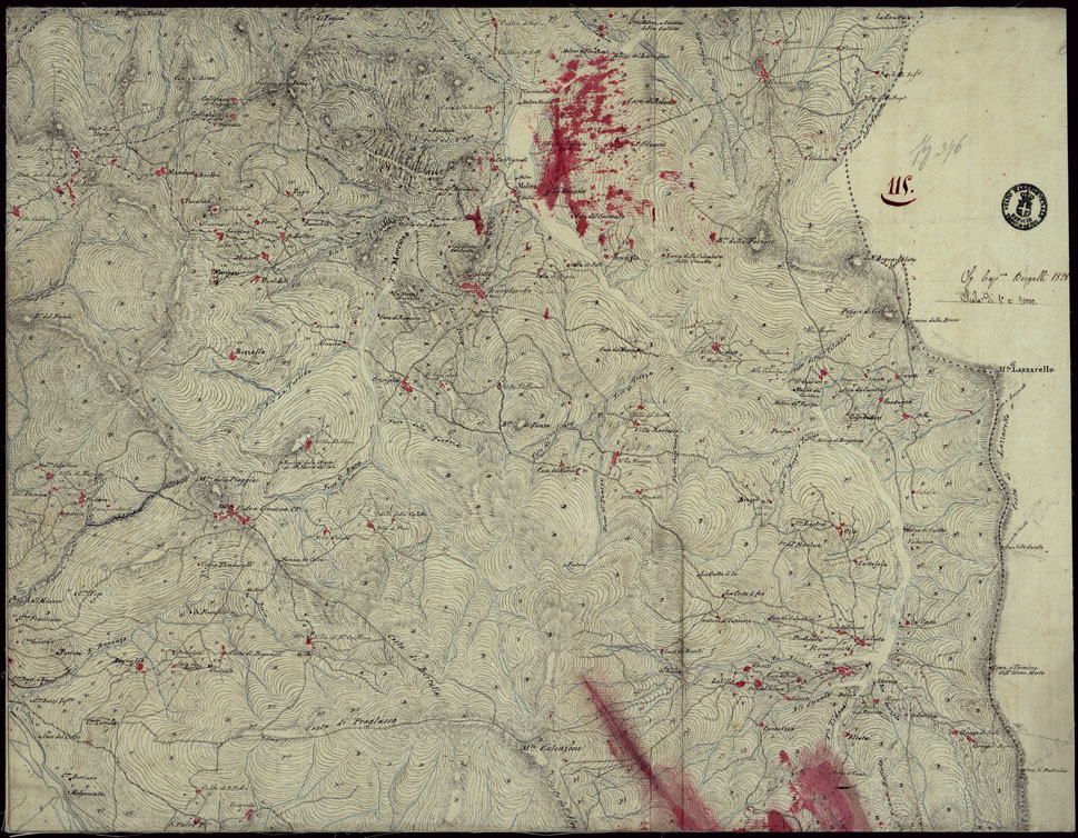 (N:15465) RICOGNIZIONI ESEGUITE ALLA SCALA DI 1/20.000 CHE COMPRENDANO LE DUE RIVIERE DEGLI EX STATI SARDI E PARTE DELLE ATTUALI PROVINCIE DI ALESSANDRIA  E DI PAVIA - FOGLIO 115. (CA002755) Carte e stampe antiche: riproduzione a colori su carta (formato A1)