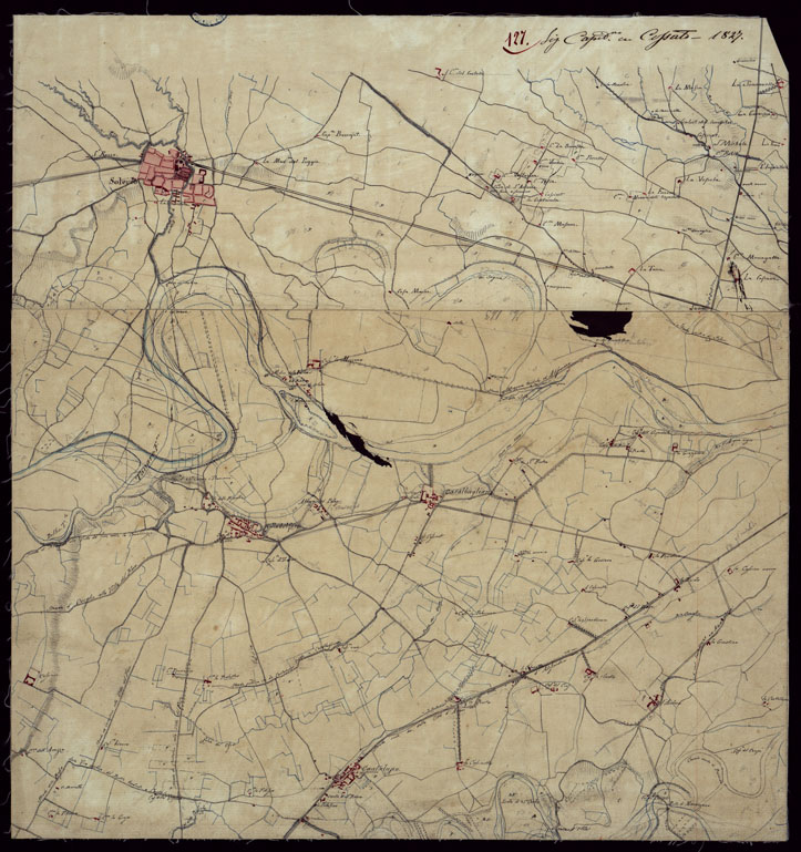 (N:15477) RICOGNIZIONI ESEGUITE ALLA SCALA DI 1/20.000 CHE COMPRENDANO LE DUE RIVIERE DEGLI EX STATI SARDI E PARTE DELLE ATTUALI PROVINCIE DI ALESSANDRIA  E DI PAVIA - FOGLIO 127. (CA002768) Carte e stampe antiche: riproduzione a colori su carta (formato A1)
