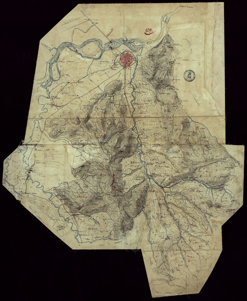(N:15480) RICOGNIZIONI ESEGUITE ALLA SCALA DI 1/20.000 CHE COMPRENDANO LE DUE RIVIERE DEGLI EX STATI SARDI E PARTE DELLE ATTUALI PROVINCIE DI ALESSANDRIA  E DI PAVIA - FOGLIO 129 + ALLEGATO. (CA002771, CA002772) Carte e stampe antiche: riproduzione a colori su carta (formato A1)
