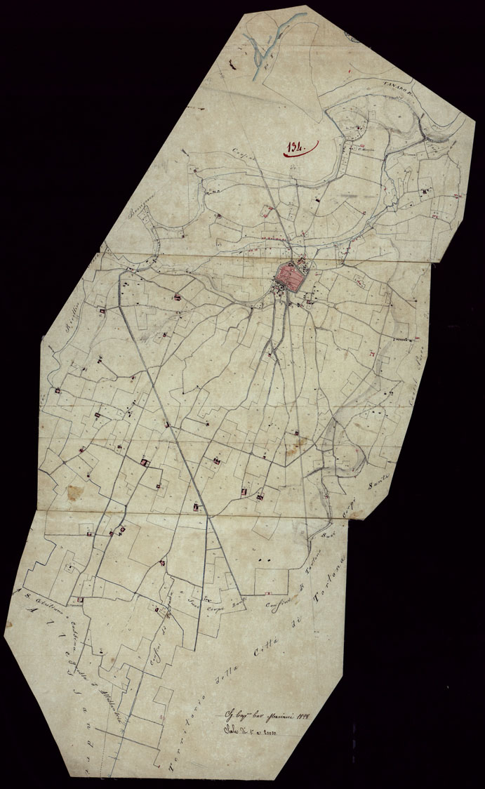 (N:15485) RICOGNIZIONI ESEGUITE ALLA SCALA DI 1/20.000 CHE COMPRENDANO LE DUE RIVIERE DEGLI EX STATI SARDI E PARTE DELLE ATTUALI PROVINCIE DI ALESSANDRIA  E DI PAVIA - FOGLIO 134. (CA002778) Carte e stampe antiche: riproduzione a colori su carta (formato A1)