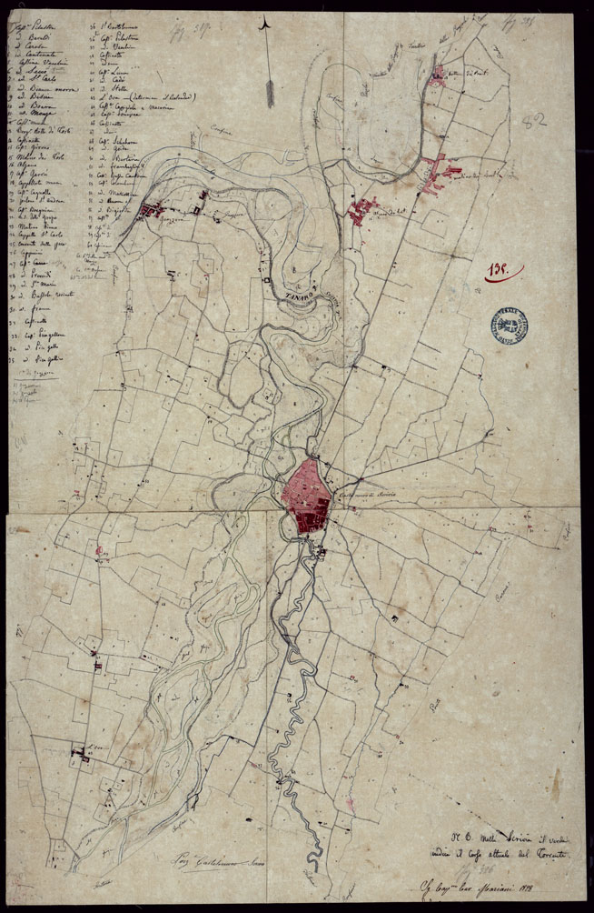 (N:15486) RICOGNIZIONI ESEGUITE ALLA SCALA DI 1/20.000 CHE COMPRENDANO LE DUE RIVIERE DEGLI EX STATI SARDI E PARTE DELLE ATTUALI PROVINCIE DI ALESSANDRIA  E DI PAVIA - FOGLIO 135. (CA002779) Carte e stampe antiche: riproduzione a colori su carta (formato A1)