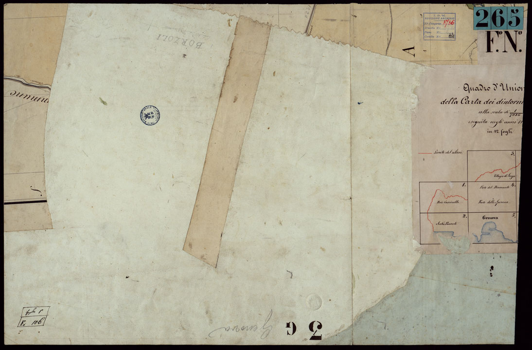 (N:4045) CARTA DI GENOVA E DE SUOI CONTORNI - FOGLIO 1 + RETRO. (CA002881, CA002882) Carte e stampe antiche: riproduzione a colori su carta (formato A1)