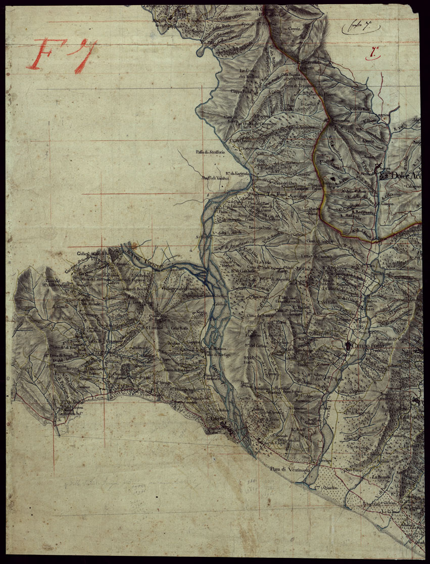 (N:7844) CARTA TOPOGRAFICA DELLA PROVINCIA DI ONEGLIA E DI S. REMO - FOGLIO 7 (CA002920) Carte e stampe antiche: riproduzione a colori su carta (formato A1)
