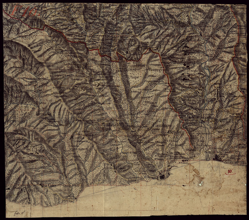 (N:23809) CARTA TOPOGRAFICA DELLA PROVINCIA DI ONEGLIA E DI S. REMO - FOGLIO 10 (CA002923) Carte e stampe antiche: riproduzione a colori su carta (formato A1)