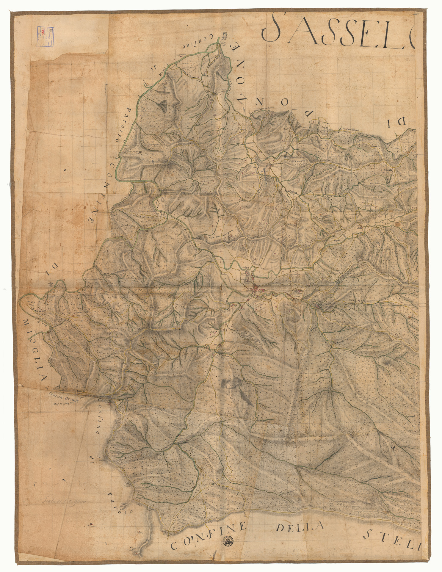 (N:15713) SASSELLO  - FOGLIO 1  FRONTE/RETRO (CA002932, CA002933) Carte e stampe antiche: riproduzione a colori su carta (formato A1)