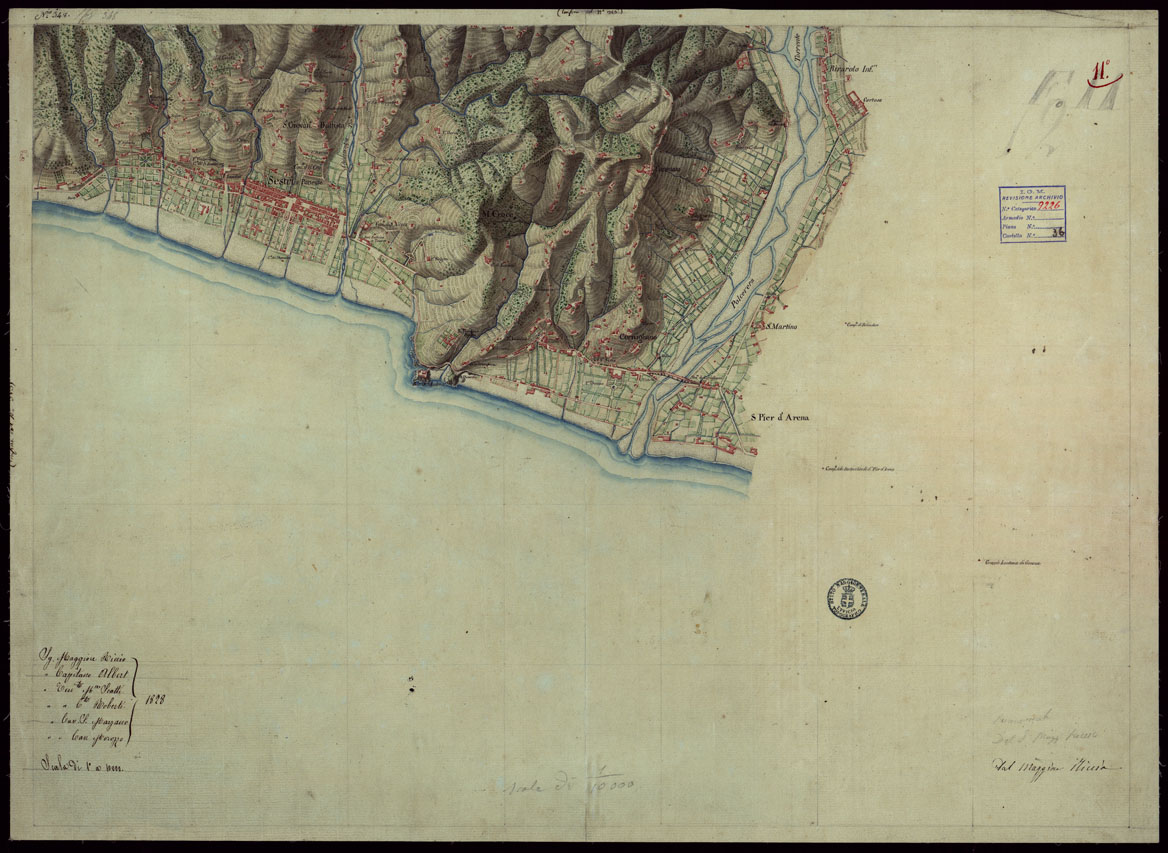 (N:4088) CARTA DI UNA PARTE DELLA RIVIERA DI PONENTE DA VARAZZE A SESTRI - FOGLIO 11. (CA002969) Carte e stampe antiche: riproduzione a colori su carta (formato A1)