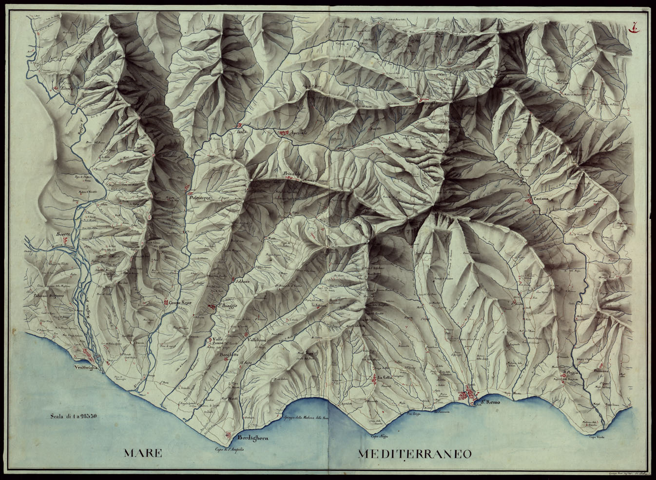(N:17972) CARTA DELLA RIVIERA DI PONENTE DA VENTIMIGLIA A CAPO VERDE.
 (CA002971) Carte e stampe antiche: riproduzione a colori su carta (formato A1)