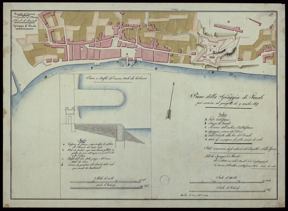 (N:13304) PIANO DELLA SPIAGGIA DI FINALE PER SERVIRE AL PROGETTO DEI 9 DICEMBRE 1817 - DUCATO DI GENOVA 1 DIPARTIMENTO DI MARINA LITTORALE DI PONENTE SPIAGGIA DI FINALE. (CA002976) Carte e stampe antiche: riproduzione a colori su carta (formato A1)